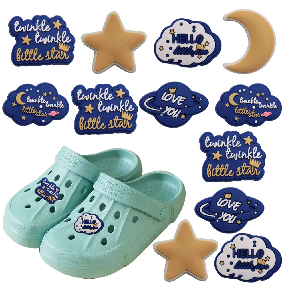 1PCS Shoe Charms Twinkle Little Star Love You Hello Moon Garden Shoes Button Decorations Hole Slipper Accessories Ornaments
1PCS Shoe Charms Twinkle Little Star Love You Hello Moon Garden Shoes Button Decorations Hole Slipper Accessories Ornaments