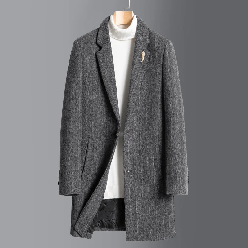 Autumn and Winter New Coat Men's Slim Fit Mid Length Windbreaker Thickened Versatile Coat
Autumn and Winter New Coat Men's Slim Fit Mid Length Windbreaker Thickened Versatile Coat