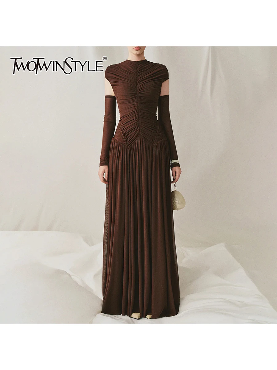 TWOTWINSTYLE Solid Spliced Cuff Dresses for Women O Neck Short Sleeve High Waist Slimming Patchwork Folds Dress Female Fashion
TWOTWINSTYLE Solid Spliced Cuff Dresses for Women O Neck Short Sleeve High Waist Slimming Patchwork Folds Dress Female Fashion