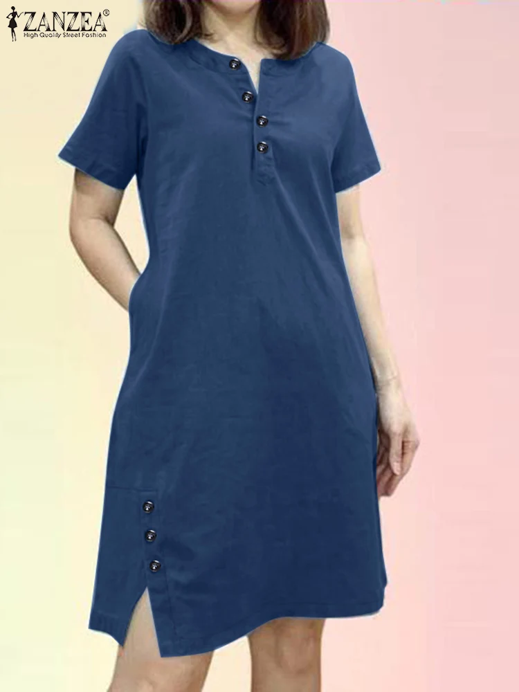 ZANZEA Fashion Summer Denim Blue Dress Women Casual O Neck Short Sleeve Sundress Vintage Holiday Vestidos Elegant Work Dresses
ZANZEA Fashion Summer Denim Blue Dress Women Casual O Neck Short Sleeve Sundress Vintage Holiday Vestidos Elegant Work Dresses
