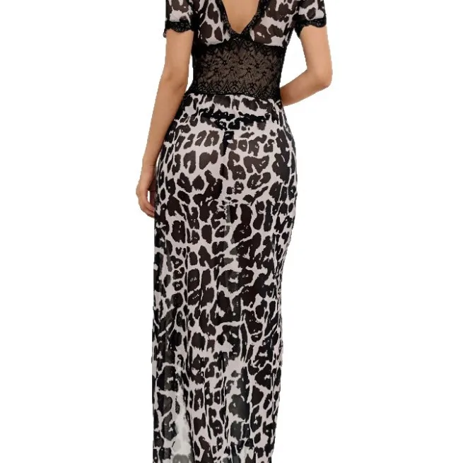 Transparent Leopard Print Lace Mesh Long Dress Backless Deep V Suspenders Short Sleevess Dress Pure Desire Casual Elegant IFHR
Transparent Leopard Print Lace Mesh Long Dress Backless Deep V Suspenders Short Sleevess Dress Pure Desire Casual Elegant IFHR