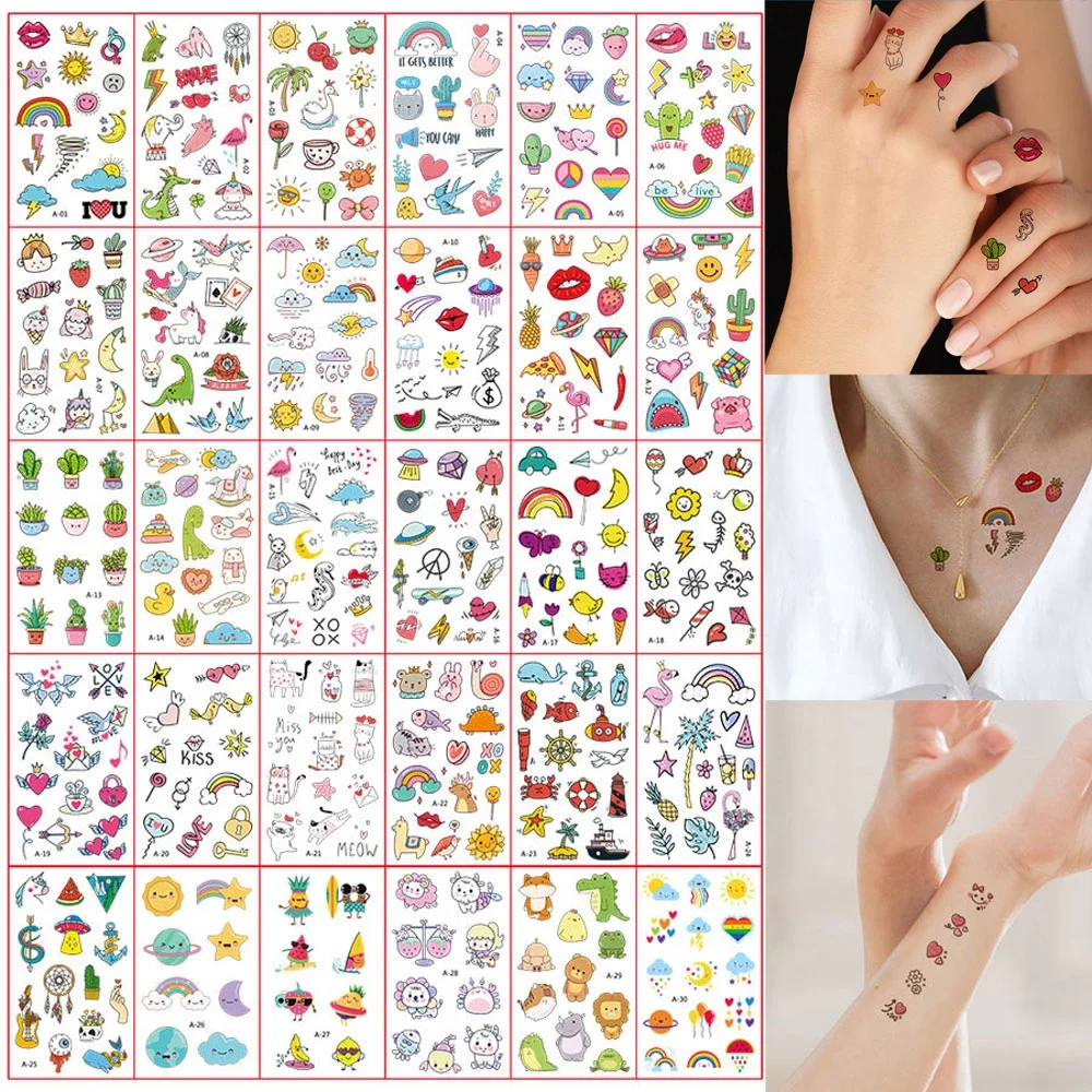 30 листов милые мультяшные временные татуировки для рук, водонепроницаемые татуировки, наклейки, Радуга, фрукты, Луна, поддельные татуировки на палец
30 листов милые мультяшные временные татуировки для рук, водонепроницаемые татуировки, наклейки, Радуга, фрукты, Луна, поддельные татуировки на палец