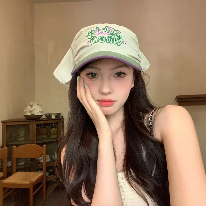 Women's Summer Small Face Versatile Duckbill Hat Embroidery Contrasting Colors Sun Protection Headscarf for Stylish Outfits
Women's Summer Small Face Versatile Duckbill Hat Embroidery Contrasting Colors Sun Protection Headscarf for Stylish Outfits