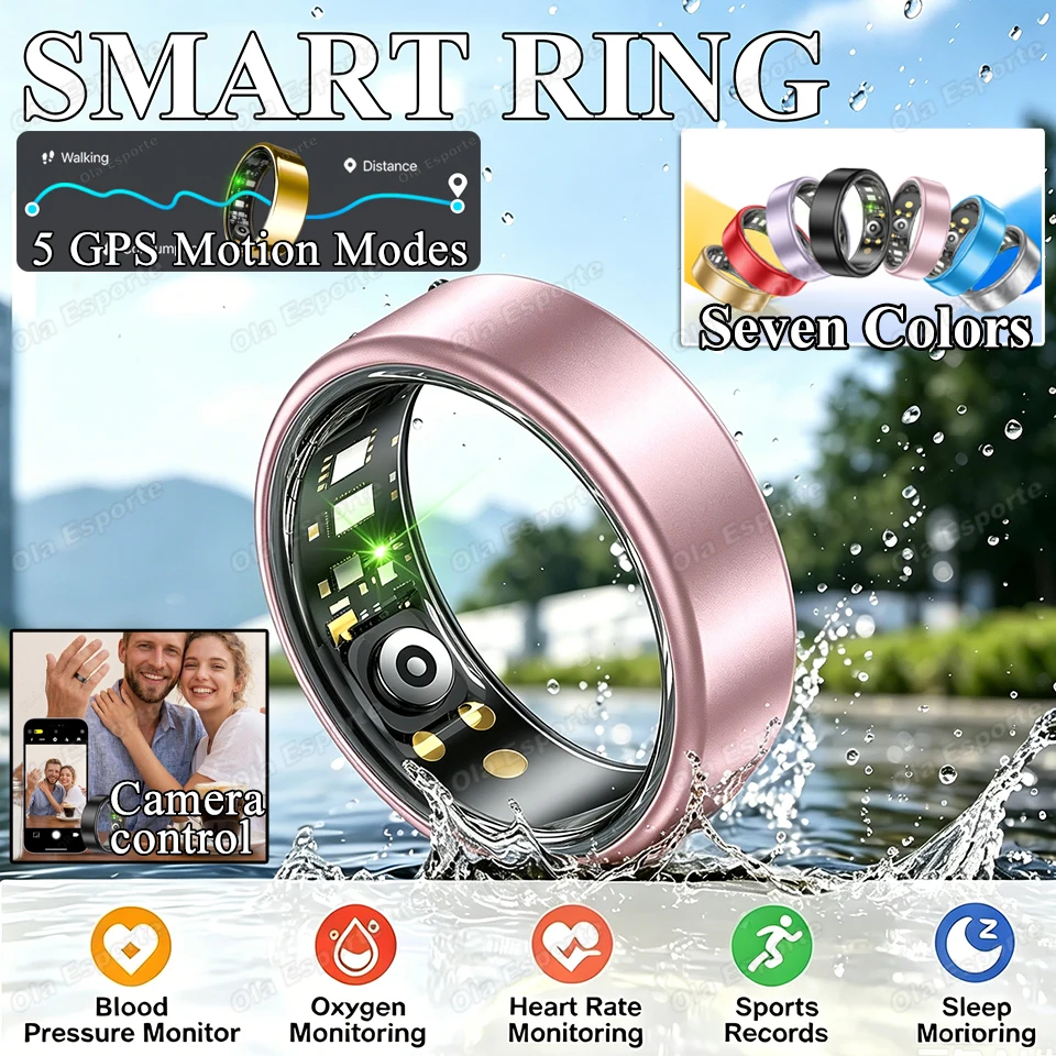 New 7 Colors Smart Ring Blood Pressure Heart Rate Sleep Monitor GPS Motion Smartring IP68&5ATM Waterproof Multi-sport Smartring
New 7 Colors Smart Ring Blood Pressure Heart Rate Sleep Monitor GPS Motion Smartring IP68&5ATM Waterproof Multi-sport Smartring