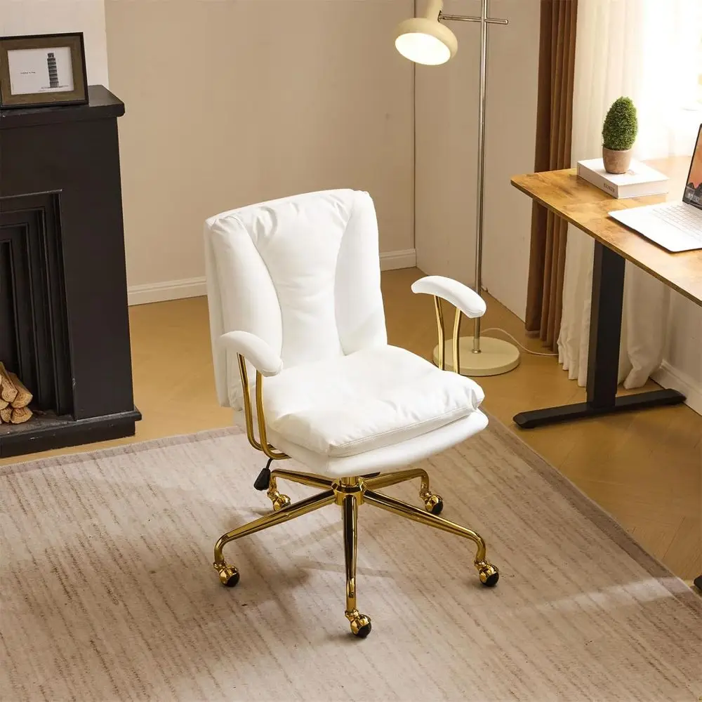 Home Oice Desk Chair Comy with Wheels & Removable Armrests,Gold Base Vanity Chair with Back, Adjustable Rolling Swivel Computer
Home Oice Desk Chair Comy with Wheels & Removable Armrests,Gold Base Vanity Chair with Back, Adjustable Rolling Swivel Computer