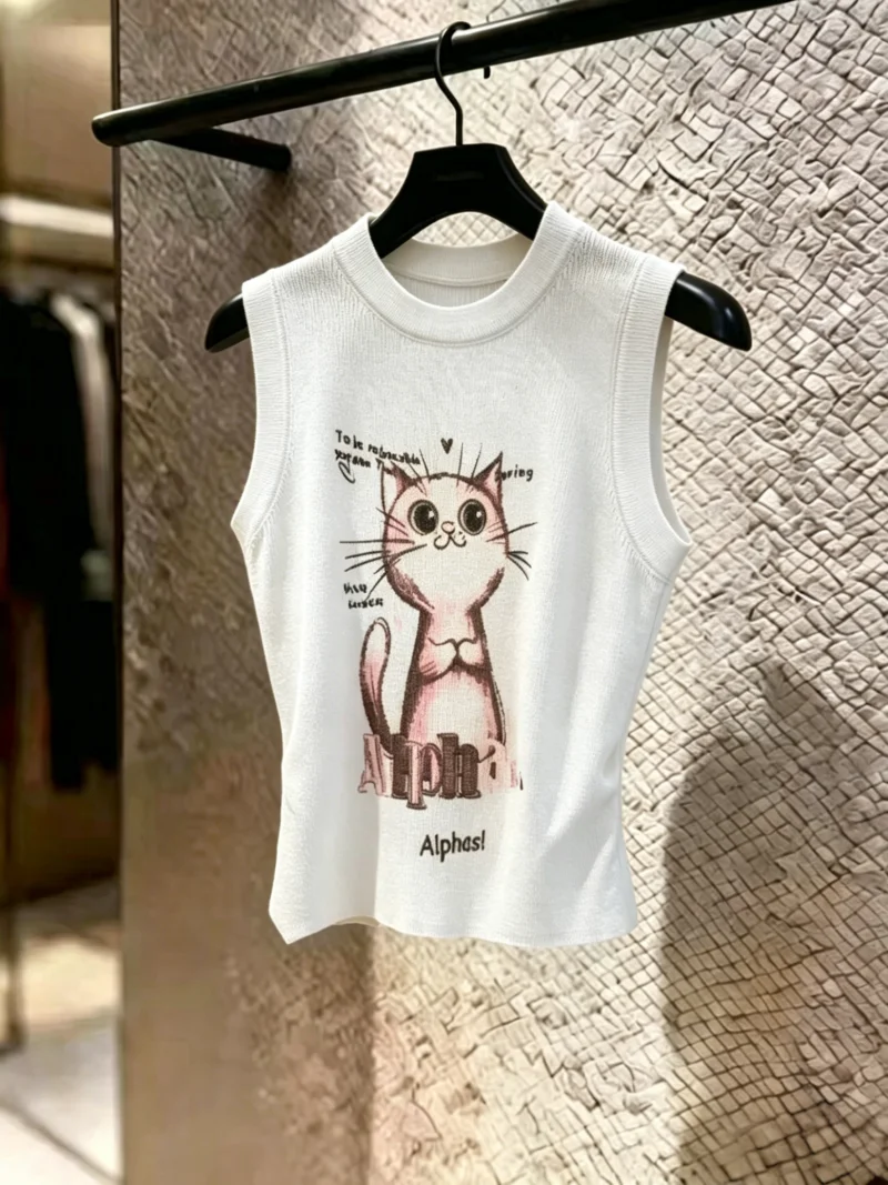 Sweet Cartoon Print Knitted Sleeveless Vest Women's Summer New Style Age Reduction Outerwear Top Commute Korean Style Straigh...
Sweet Cartoon Print Knitted Sleeveless Vest Women's Summer New Style Age Reduction Outerwear Top Commute Korean Style Straigh...