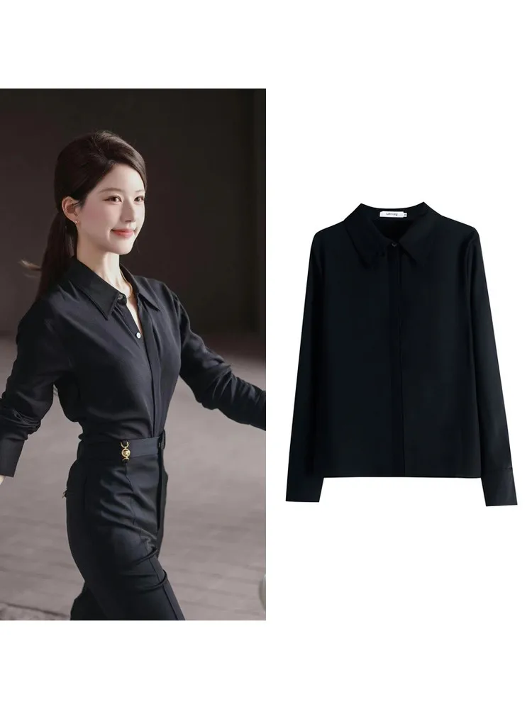 Elegant Black Long Sleeve Shirt Shoulder Appropriate Commute High Quality Women's Fashion Loose Fit Button up Top
Elegant Black Long Sleeve Shirt Shoulder Appropriate Commute High Quality Women's Fashion Loose Fit Button up Top