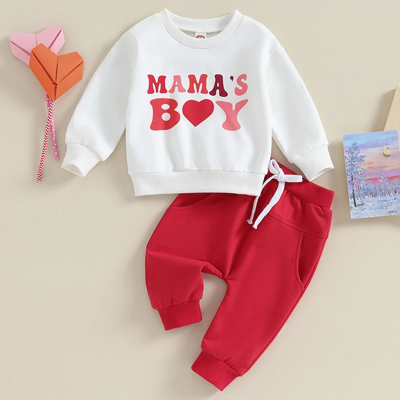 Toddler Baby Boy Valentines day Outfit Mamas Boy Print Pullover Shirts Red Pants Spring Cute Outfits
Toddler Baby Boy Valentines day Outfit Mamas Boy Print Pullover Shirts Red Pants Spring Cute Outfits