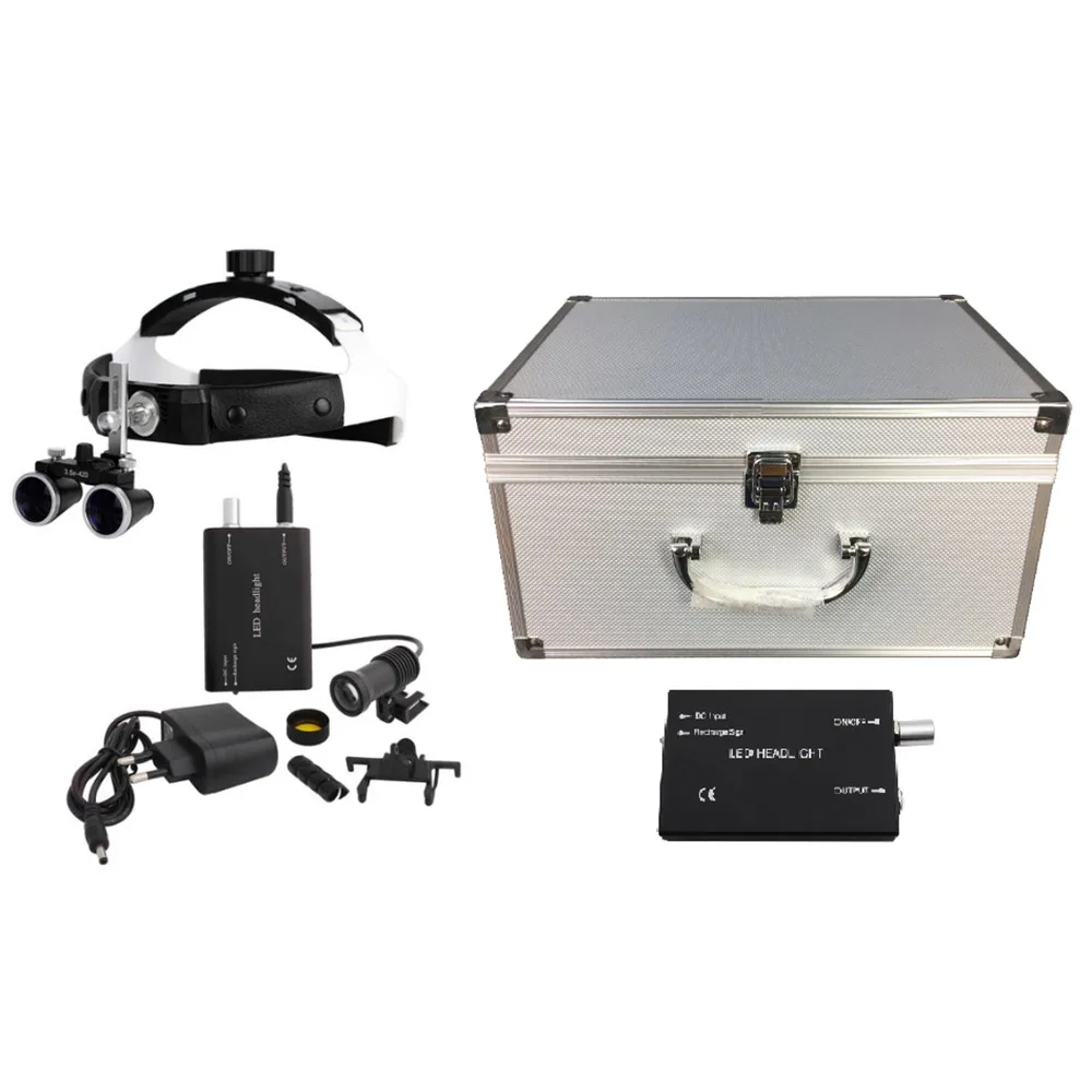 2.5x 3.5 Dental Loupes Helmet Magnifier Magnification Binocular Headlight Headlamp with Two Batteries 5W Filter Metal Case
2.5x 3.5 Dental Loupes Helmet Magnifier Magnification Binocular Headlight Headlamp with Two Batteries 5W Filter Metal Case