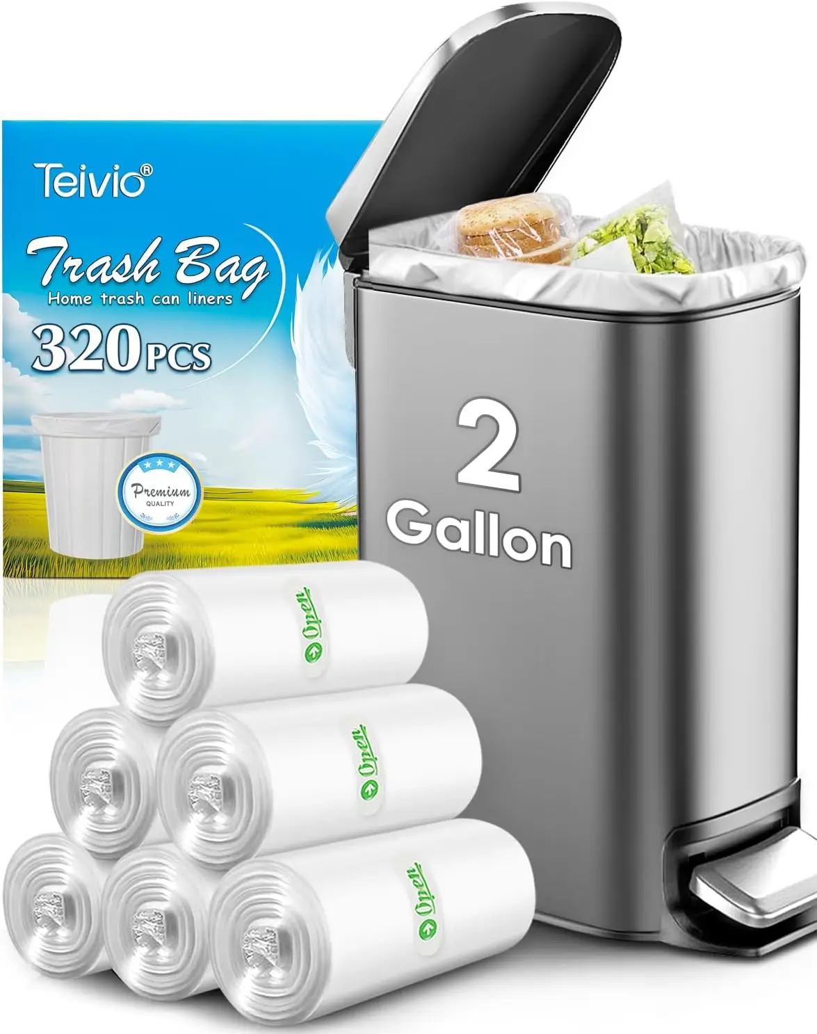 2 Gallon 320 Count Strong Trash Bags, Clear Plastic Garbage Liners for Home Office Kitchen Bathroom
2 Gallon 320 Count Strong Trash Bags, Clear Plastic Garbage Liners for Home Office Kitchen Bathroom