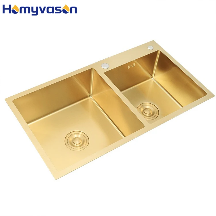 Manufacturer Modern Gold Stainless Counter Double Bowl Stainless Steel Kitchen Sink Set
Manufacturer Modern Gold Stainless Counter Double Bowl Stainless Steel Kitchen Sink Set