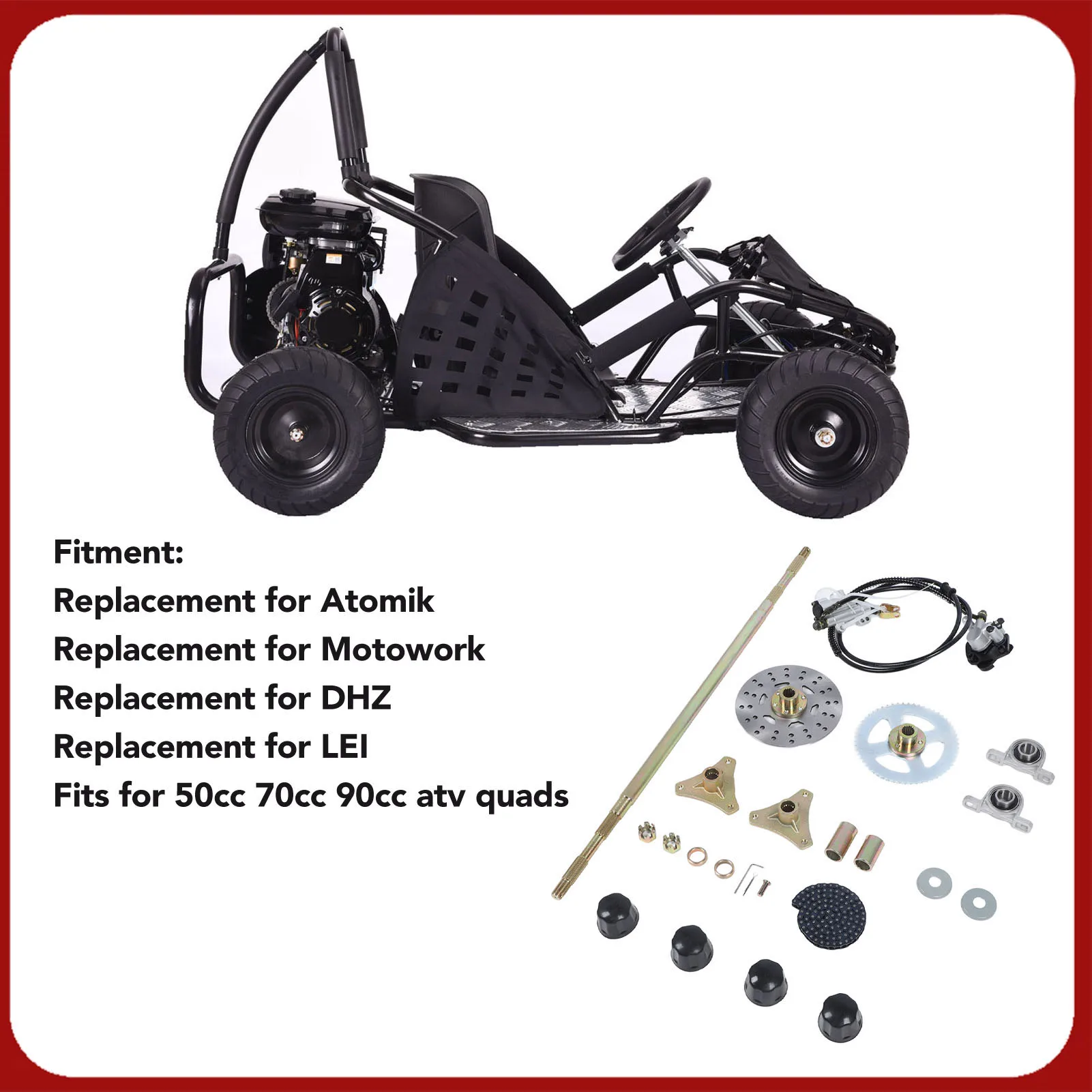 29in Go Disc Brake Calipers Kit Enhance Stability Sturdy Smooth Driving Go Kart Rear Live Axle Kit for 50cc 70cc 90cc ATV Quads
29in Go Disc Brake Calipers Kit Enhance Stability Sturdy Smooth Driving Go Kart Rear Live Axle Kit for 50cc 70cc 90cc ATV Quads