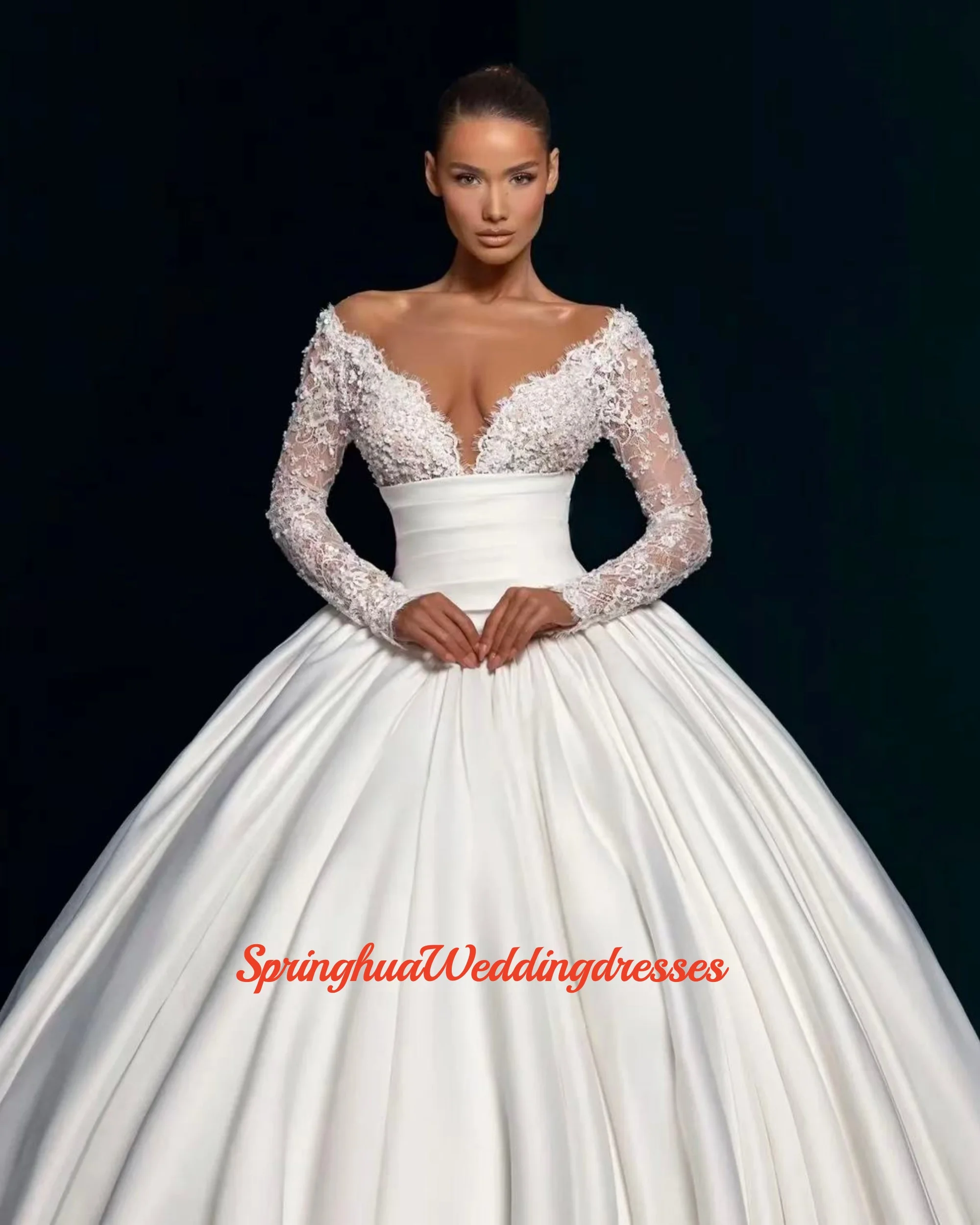 Customzied Princess Ball Gown Wedding Dresses With Long Sleeve Bride Dress Elegant Sweep Train Bridal Dress Vestido de novia
Customzied Princess Ball Gown Wedding Dresses With Long Sleeve Bride Dress Elegant Sweep Train Bridal Dress Vestido de novia