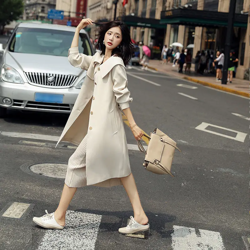 Trench Women Solid Sailor Collar Elegant Sashes Females Autumn Clothes Outwears Straight Casual Korean Style Coats Beautiful
Trench Women Solid Sailor Collar Elegant Sashes Females Autumn Clothes Outwears Straight Casual Korean Style Coats Beautiful