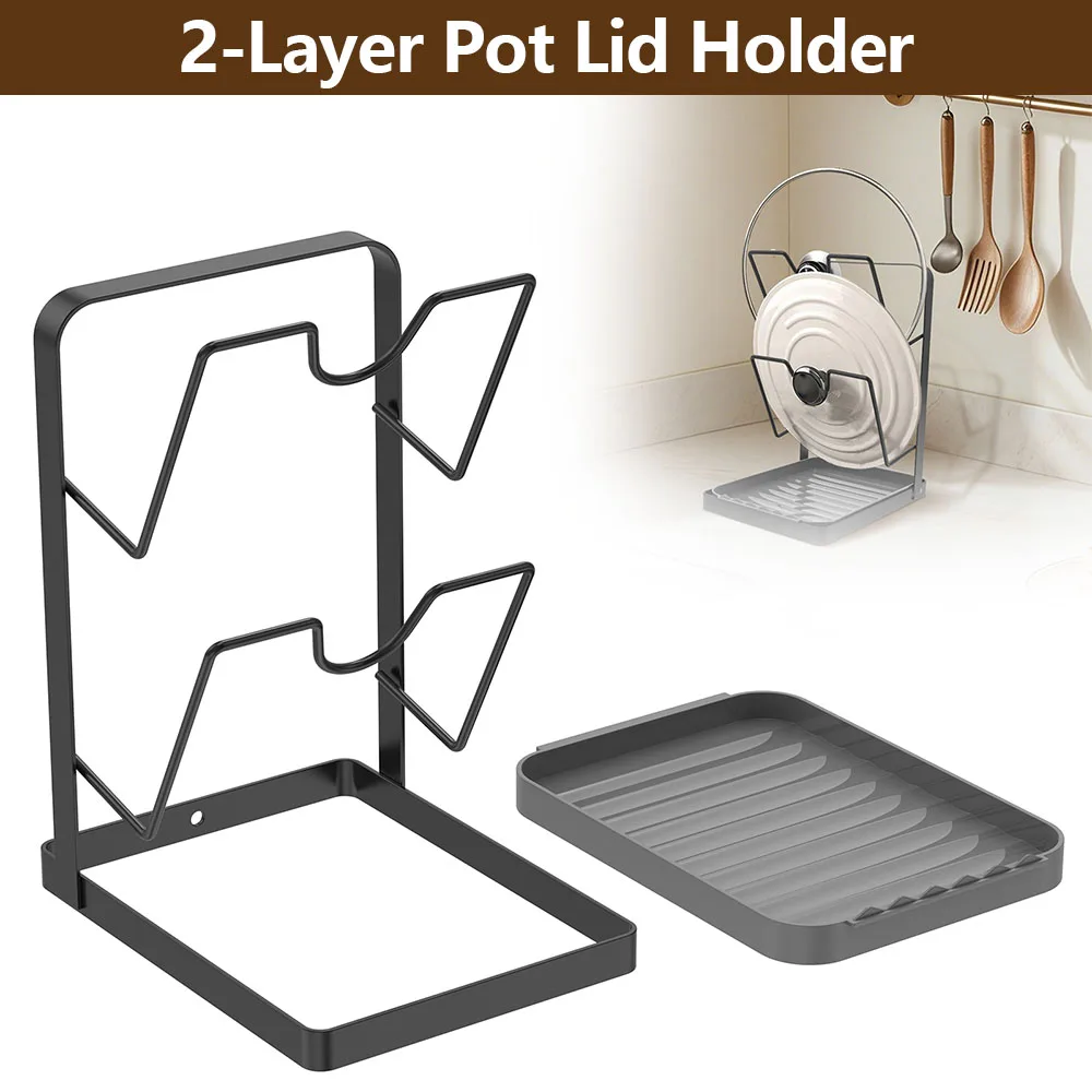 Стеллаж для хранения крышки кухонной кастрюли, металлический двухслойный держатель крышки кастрюли со съемным поддоном для капель, органайзер для кастрюли и сковороды, кухонные аксессуары
Стеллаж для хранения крышки кухонной кастрюли, металлический двухслойный держатель крышки кастрюли со съемным поддоном для капель, органайзер для кастрюли и сковороды, кухонные аксессуары