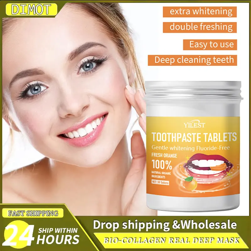 Orange Flavor Solid Toothpaste Tablets Teeth Whitening Remove Smoke Stains Fresher Breath Oral Care Healthier Teeth Gums dental
Orange Flavor Solid Toothpaste Tablets Teeth Whitening Remove Smoke Stains Fresher Breath Oral Care Healthier Teeth Gums dental