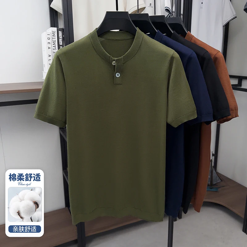 Good Henry Collar Breathable Knitwear for Men Summer Spring 100% Cotton Buttons Kntting T shirt Short Sleeve Tops
Good Henry Collar Breathable Knitwear for Men Summer Spring 100% Cotton Buttons Kntting T shirt Short Sleeve Tops