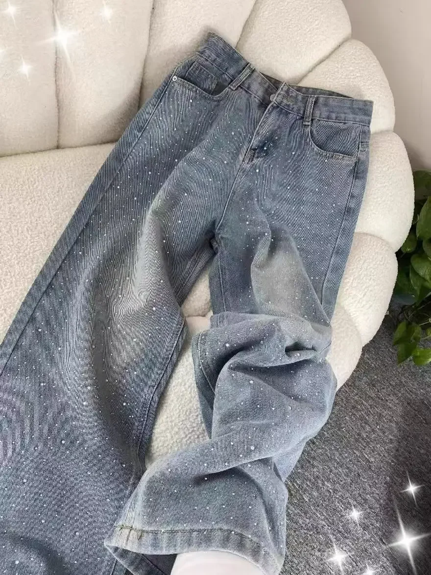 Vintage Rhinestone Diamond Blue Straight High Waist Jeans Women Retro Streetwear Loose Harajuku Hip Hip Y2k Wide Leg Pants
Vintage Rhinestone Diamond Blue Straight High Waist Jeans Women Retro Streetwear Loose Harajuku Hip Hip Y2k Wide Leg Pants