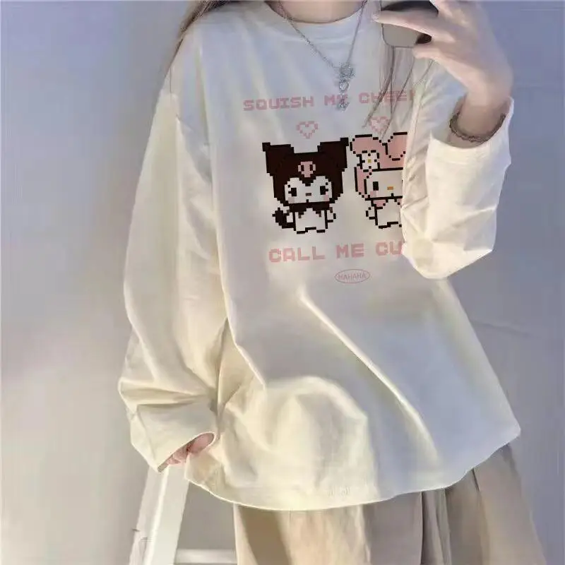 Горячая новинка: Модный женский лонгслив Sanrio Kuromi с мультяшным принтом, осенний, для многослойных образов, не скатывается, свободный крой, трендовый топ
Горячая новинка: Модный женский лонгслив Sanrio Kuromi с мультяшным принтом, осенний, для многослойных образов, не скатывается, свободный крой, трендовый топ