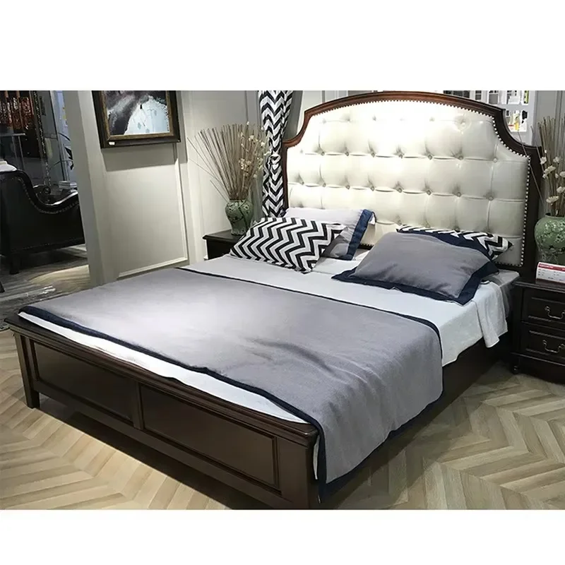 American Style Modern Luxury King Bed Design Solid Wood Leather Hotel room Furniture Sets
American Style Modern Luxury King Bed Design Solid Wood Leather Hotel room Furniture Sets