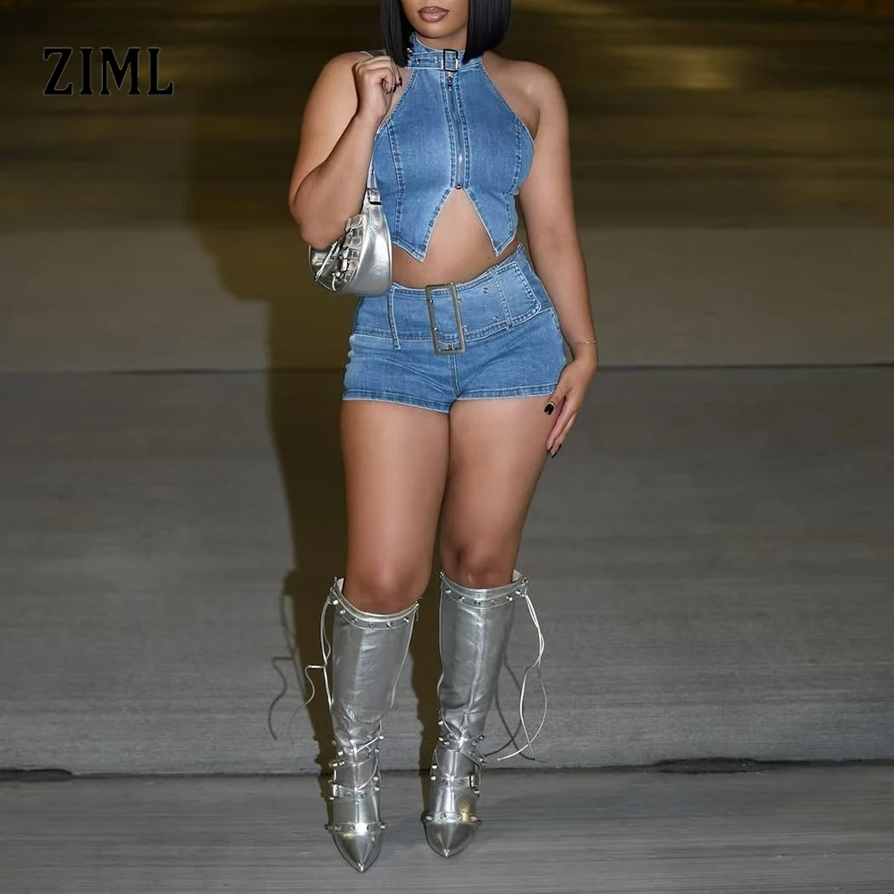 ZIML Solid Sexy Two Piece Sets for Women Stand Collar Sleeveless Short Tops High Waist Shorts Temperament Set Female Fashion New
ZIML Solid Sexy Two Piece Sets for Women Stand Collar Sleeveless Short Tops High Waist Shorts Temperament Set Female Fashion New