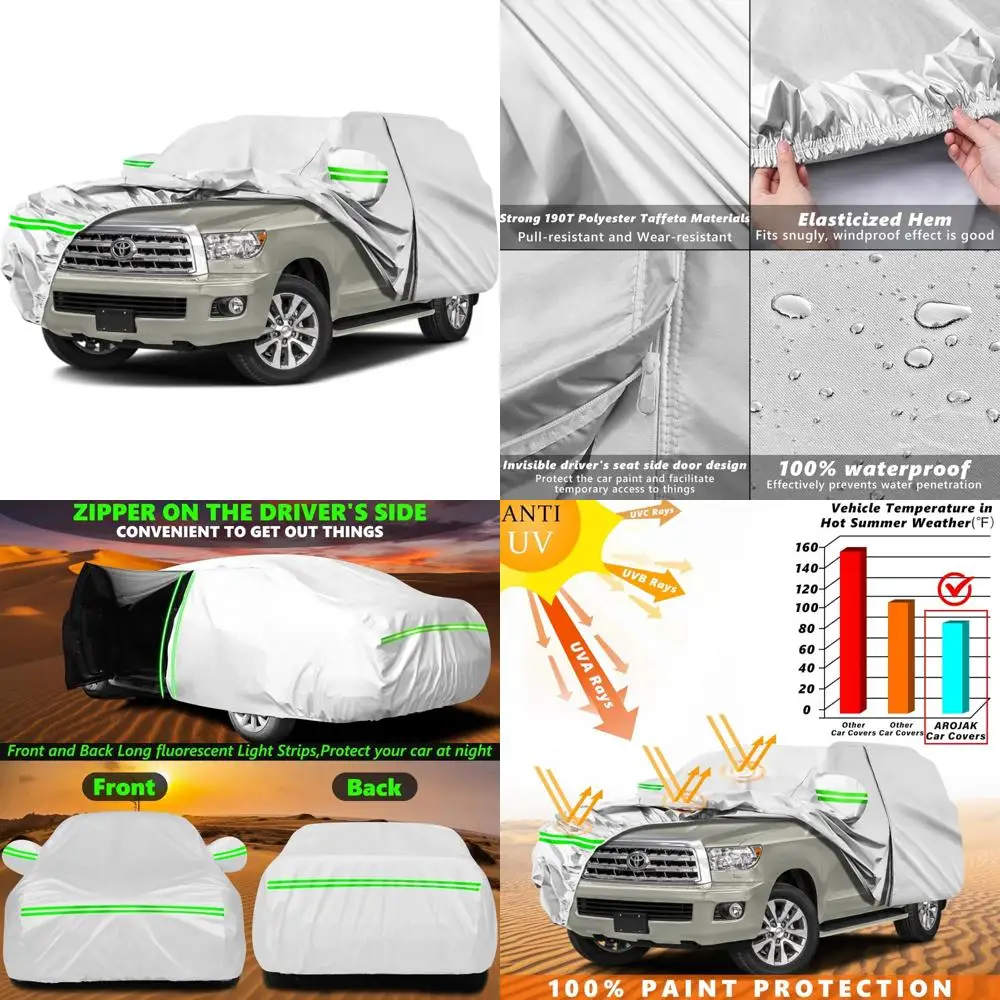 All-Weather Car Cover with Zipper Door and Windproof Bands for 2001-2025 Sequoia Models, Suitable for Sun and Rain Protection
All-Weather Car Cover with Zipper Door and Windproof Bands for 2001-2025 Sequoia Models, Suitable for Sun and Rain Protection