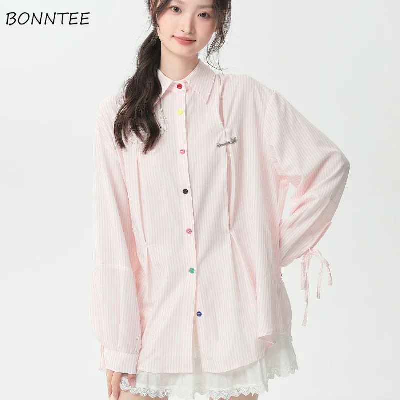 Striped Shirts Women Tops Casual Sweet Colorful Button Design Holiday Girlish Ulzzang All-match Trendy Long Sleeve Chemise Femme
Striped Shirts Women Tops Casual Sweet Colorful Button Design Holiday Girlish Ulzzang All-match Trendy Long Sleeve Chemise Femme