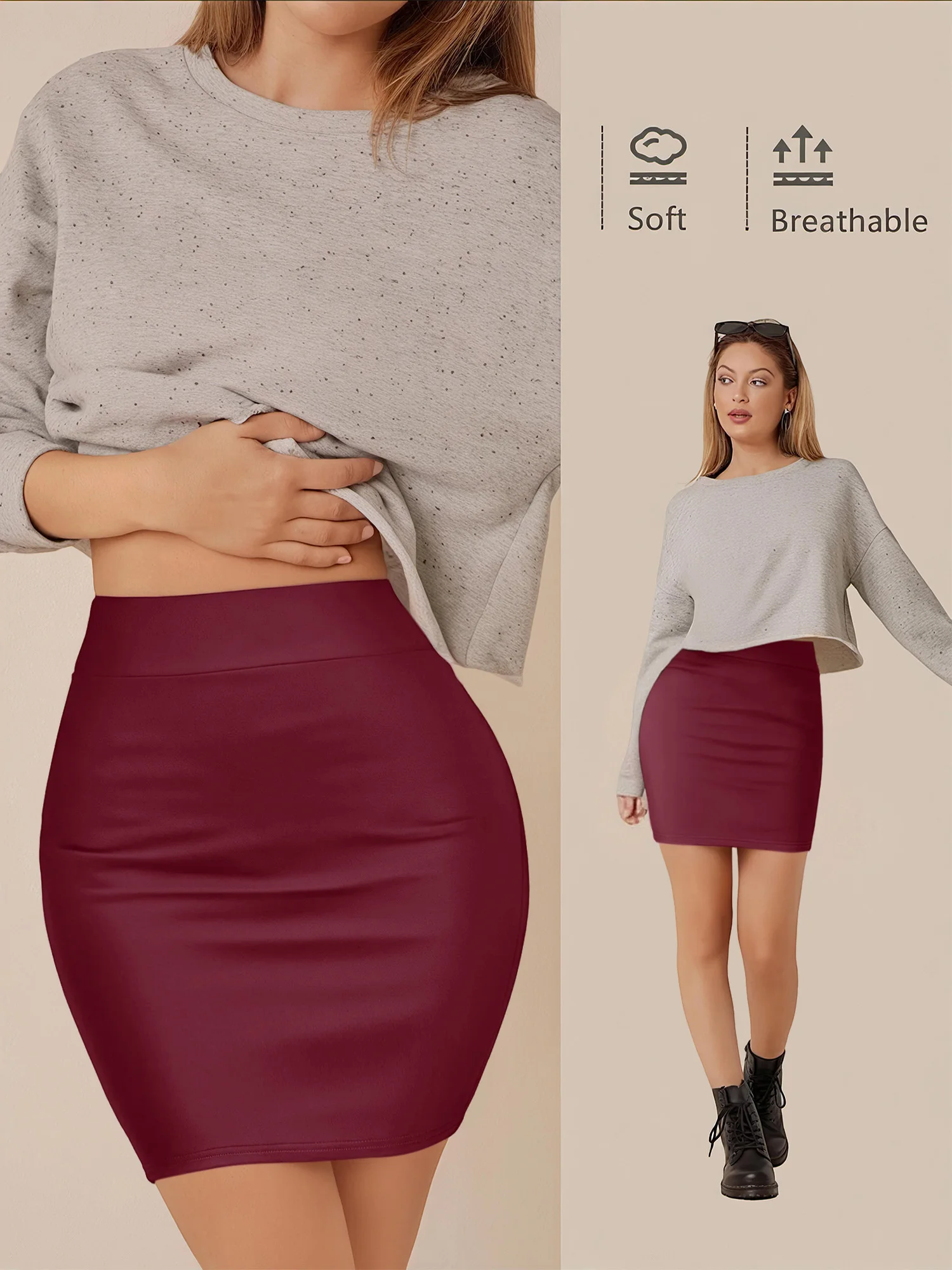 Элегантная офисная юбка-карандаш с высокой талией для женщин, однотонная, из эластичной ткани, с разрезом сзади, для делового стиля, миди-юбка.
Элегантная офисная юбка-карандаш с высокой талией для женщин, однотонная, из эластичной ткани, с разрезом сзади, для делового стиля, миди-юбка.