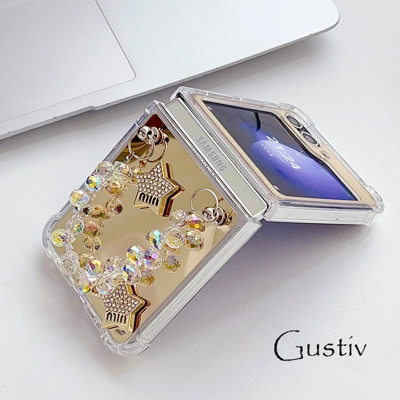 Luxury Mirror Bling Crystal Phone Cases for Samsung Galaxy Z Flip 5 3 4 Flip5 Chain Bracelet Gold Silver Cover For Flip4 5G
Luxury Mirror Bling Crystal Phone Cases for Samsung Galaxy Z Flip 5 3 4 Flip5 Chain Bracelet Gold Silver Cover For Flip4 5G