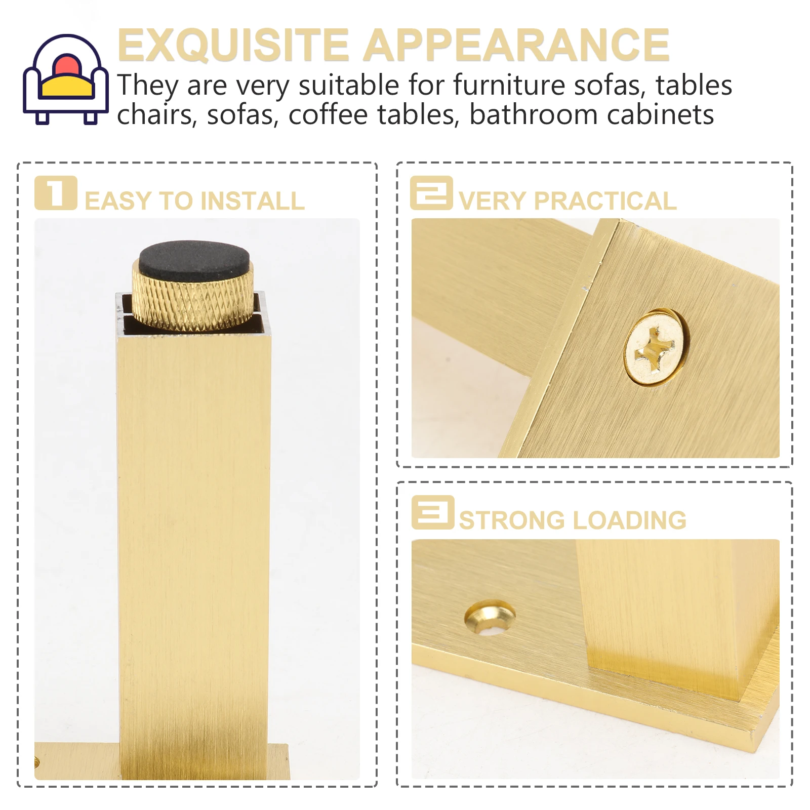 4Pcs Multi-Purpose Aluminum Alloy Furniture Support Legs Adjustable Sofa Support Feet for Bathroom Cabinet Tea Table
4Pcs Multi-Purpose Aluminum Alloy Furniture Support Legs Adjustable Sofa Support Feet for Bathroom Cabinet Tea Table