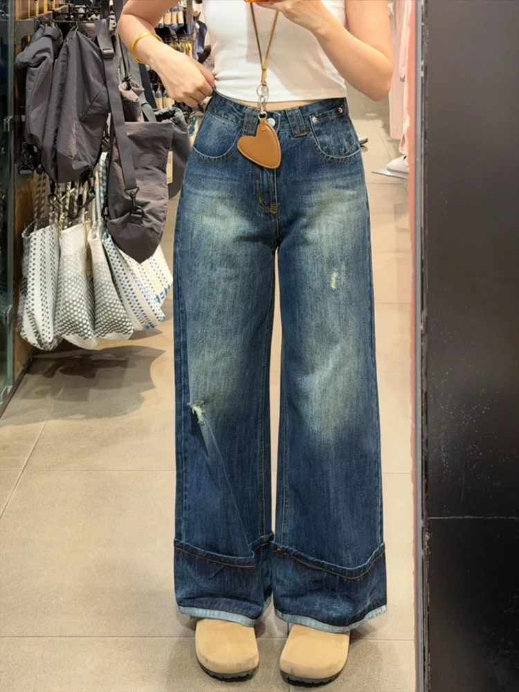 Retro American Hot Girl Design Turn-Up Denim Pants Women Summer Loose Lazy Loose Feeling Floor-Length Trousers Trendy
Retro American Hot Girl Design Turn-Up Denim Pants Women Summer Loose Lazy Loose Feeling Floor-Length Trousers Trendy