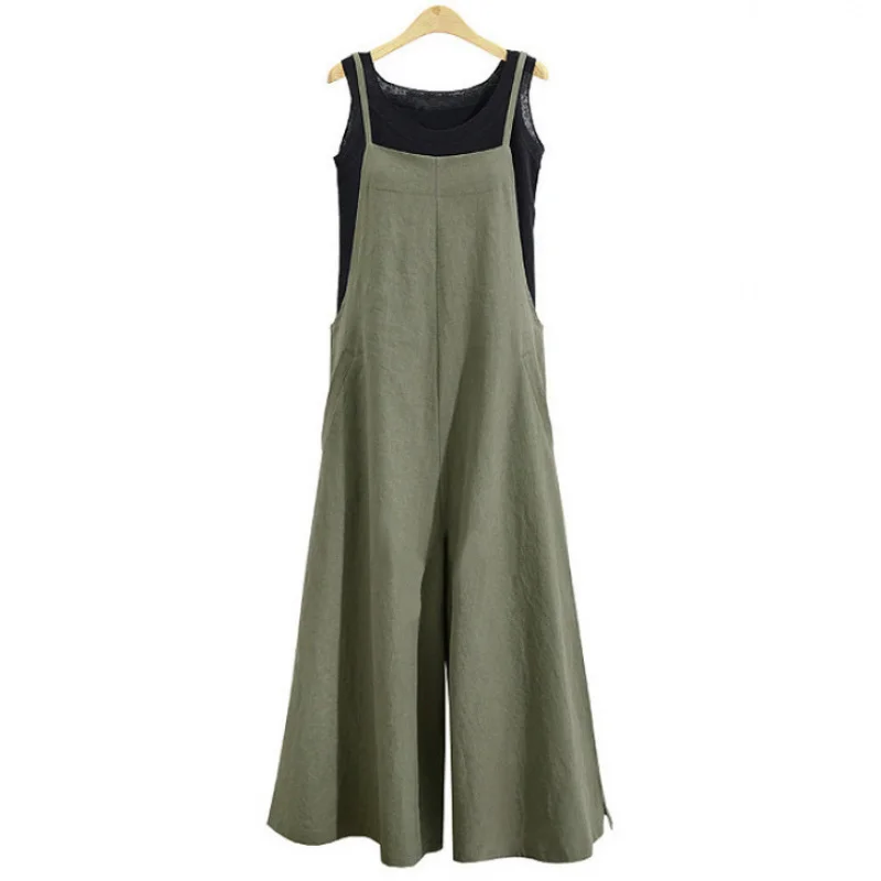 Women Linen Square Neck Spaghetti Strap Loose Wide Leg Overalls Jumpsuit Pockets Side Slit Casual Vacation Daily Outfit
Women Linen Square Neck Spaghetti Strap Loose Wide Leg Overalls Jumpsuit Pockets Side Slit Casual Vacation Daily Outfit