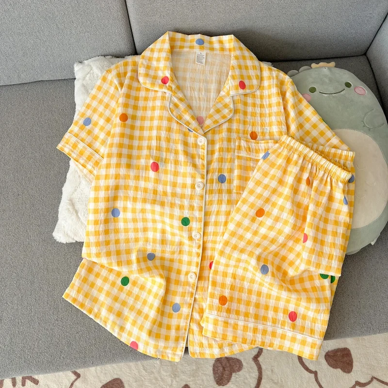 Women Summer Lapel Open Front Pajama Set Short Sleeve Top Shorts, Sweet Ins Teen Loungewear, Casual Daily Outdoor Home Wear Suit
Women Summer Lapel Open Front Pajama Set Short Sleeve Top Shorts, Sweet Ins Teen Loungewear, Casual Daily Outdoor Home Wear Suit