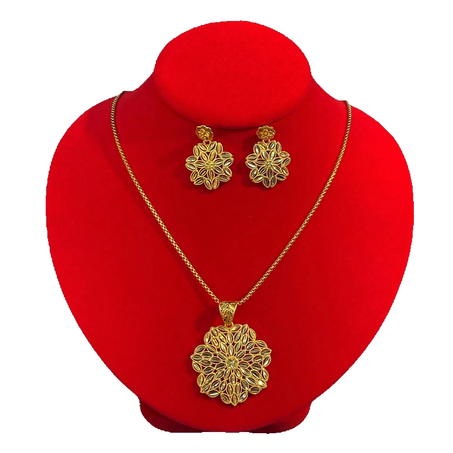 New Fashion High-End Dubai 24K Gold Plated Necklace and Earrings, Exquisite Wedding Party Jewelry Set for Beloved 555
New Fashion High-End Dubai 24K Gold Plated Necklace and Earrings, Exquisite Wedding Party Jewelry Set for Beloved 555