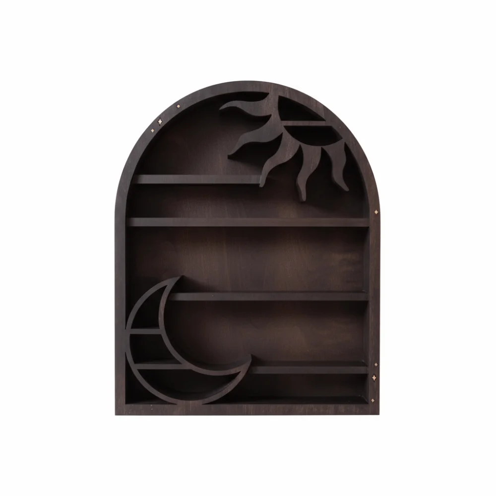 Wooden Material Wood Storage Shelf Crescent Sun Design Moon Design Crystal Shelf Vintage Style Bohemian Style Display Rack
Wooden Material Wood Storage Shelf Crescent Sun Design Moon Design Crystal Shelf Vintage Style Bohemian Style Display Rack