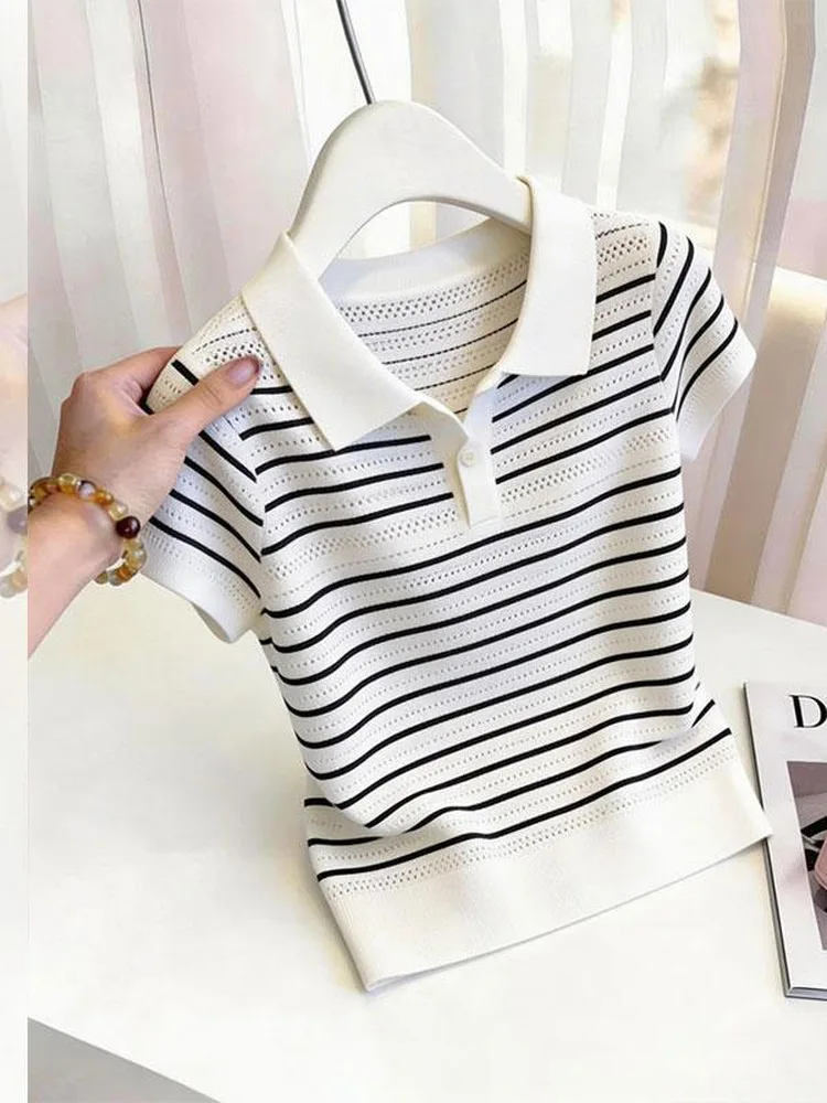 Loose Hollow out Knitted Short Sleeve T-Shirt Women Summer Thin Fashion Anti Aging Top Breathable Comfortable Korean Style
Loose Hollow out Knitted Short Sleeve T-Shirt Women Summer Thin Fashion Anti Aging Top Breathable Comfortable Korean Style