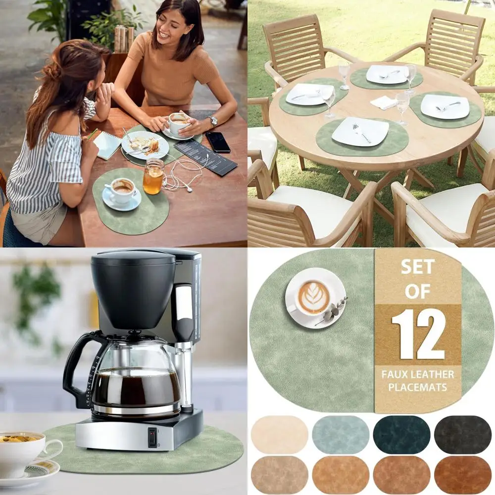 Зеленые водонепроницаемые и термостойкие овальные салфетки, набор из 12 шт., 12x17 дюймов, моющиеся коврики из искусственной кожи для кухни и столовой
Зеленые водонепроницаемые и термостойкие овальные салфетки, набор из 12 шт., 12x17 дюймов, моющиеся коврики из искусственной кожи для кухни и столовой