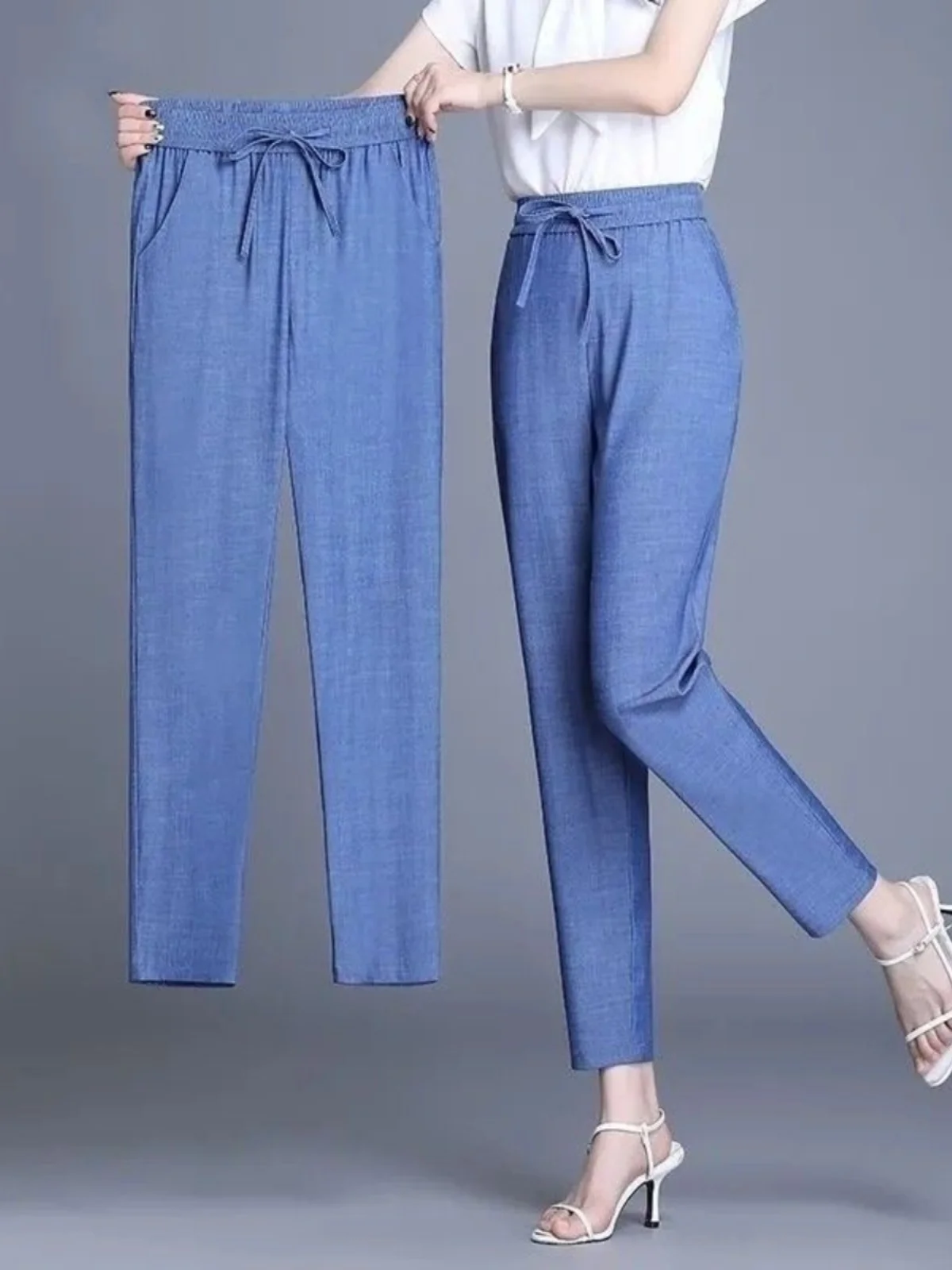 Ice Silk Slim Fit Casual Jeans High Waist Polyester Fiber Ladies Summer 2026 New Style Casual Pocket Mom's Pants
Ice Silk Slim Fit Casual Jeans High Waist Polyester Fiber Ladies Summer 2026 New Style Casual Pocket Mom's Pants