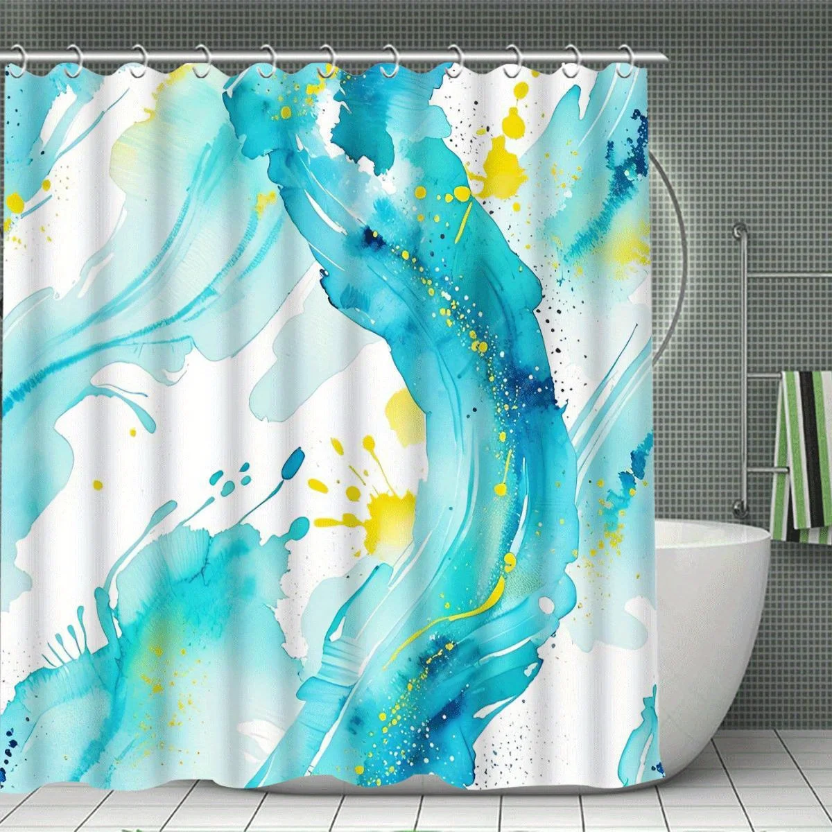 Занавеска для душа с синим океаном-модная сине-зеленая и желтая декоративная занавеска для ванной комнаты с абстрактным дизайном 180x200 см
Занавеска для душа с синим океаном-модная сине-зеленая и желтая декоративная занавеска для ванной комнаты с абстрактным дизайном 180x200 см