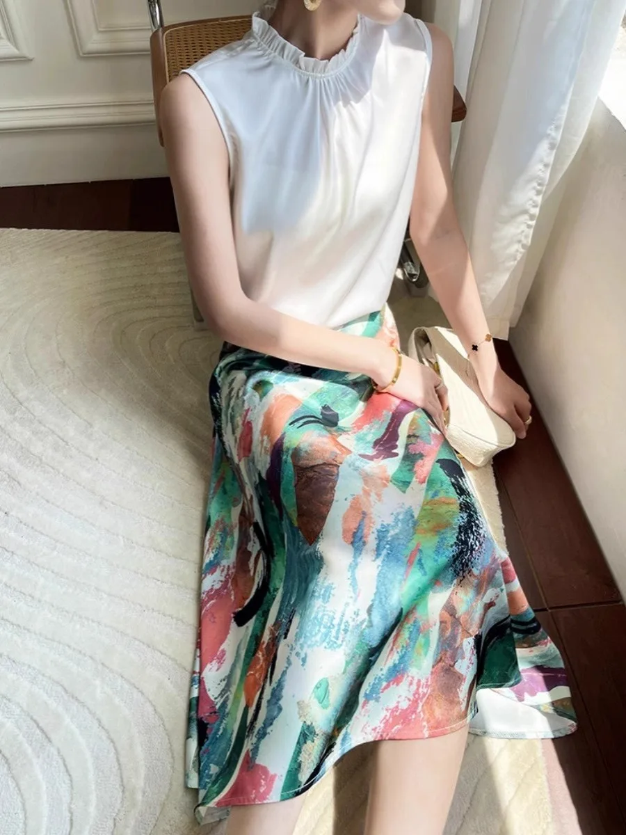 High Waist Mid-Length A-Line Skirt Silk Satin Surface Print Fairy Skirt Sexy Style Floral Pattern Other Material 100%
High Waist Mid-Length A-Line Skirt Silk Satin Surface Print Fairy Skirt Sexy Style Floral Pattern Other Material 100%