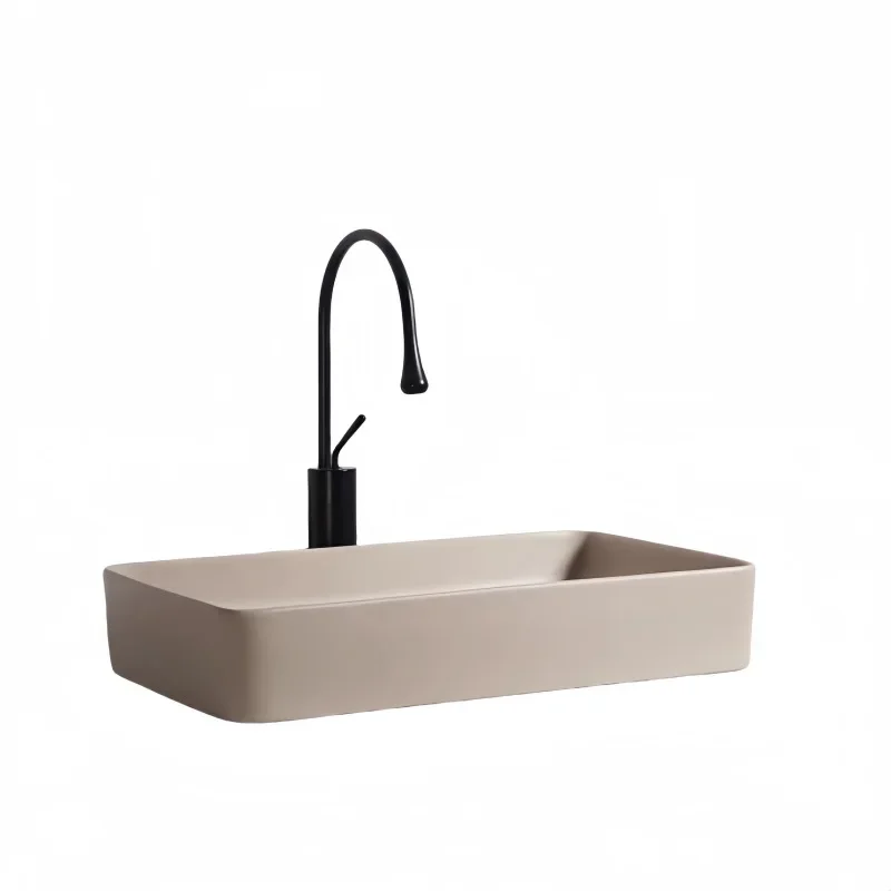 Khaki ceramic rectangular basin pool household face wash balcony basin hotel personality 
Khaki ceramic rectangular basin pool household face wash balcony basin hotel personality
