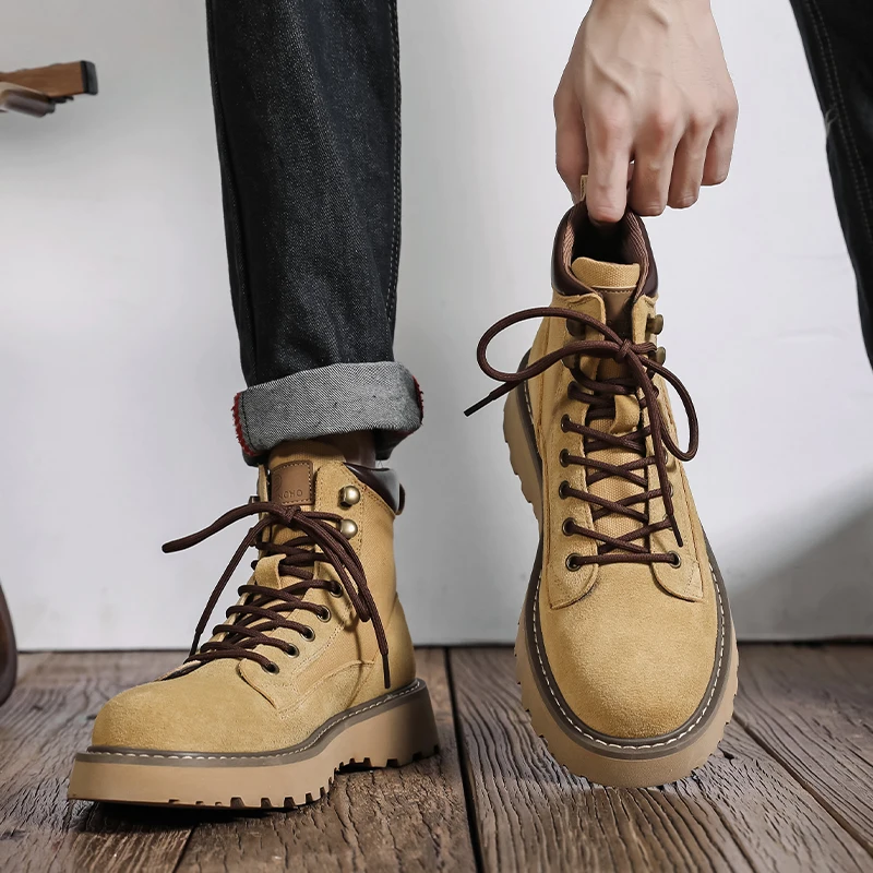 2023 High Top Boots Men Brown Leather Shoes Fashion Outdoor Motorcycle Ankle Military Boots Male Winter Tactical Lace Up Botas
2023 High Top Boots Men Brown Leather Shoes Fashion Outdoor Motorcycle Ankle Military Boots Male Winter Tactical Lace Up Botas