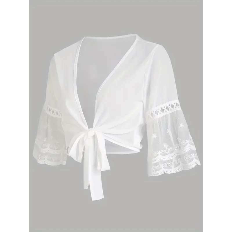 Women'S Elegant Short Sleeve Blouse with Bow Tie - Lightweight Summer Top, Breathable Mesh Design
Women'S Elegant Short Sleeve Blouse with Bow Tie - Lightweight Summer Top, Breathable Mesh Design