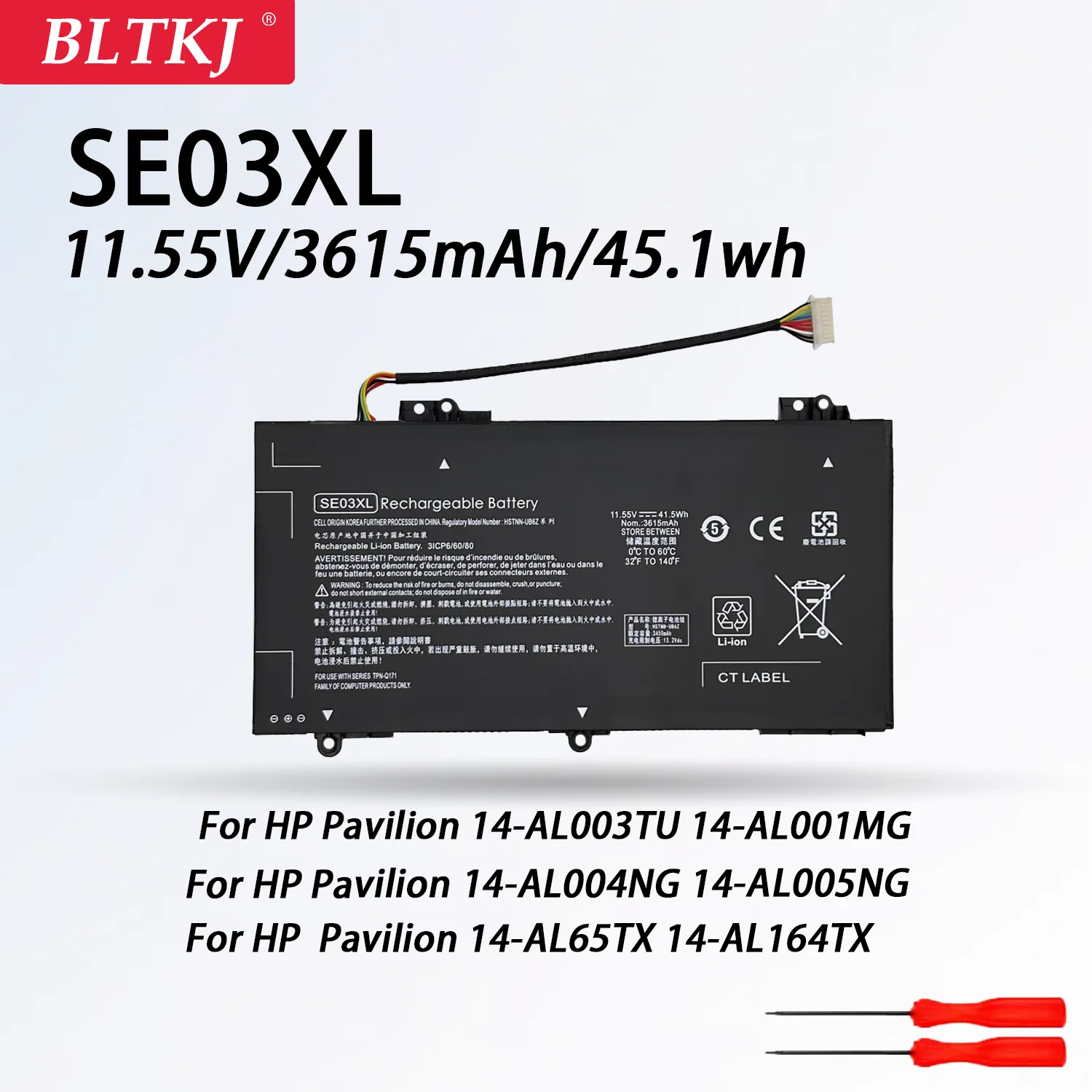 Аккумулятор для ноутбука BLTKJ SE03XL для серии HP Pavilion PC 14 14-AL000 14-AL100 849568 -541 HSTNN-LB7G TPN-Q171 HSTNN-UB6Z
Аккумулятор для ноутбука BLTKJ SE03XL для серии HP Pavilion PC 14 14-AL000 14-AL100 849568 -541 HSTNN-LB7G TPN-Q171 HSTNN-UB6Z
