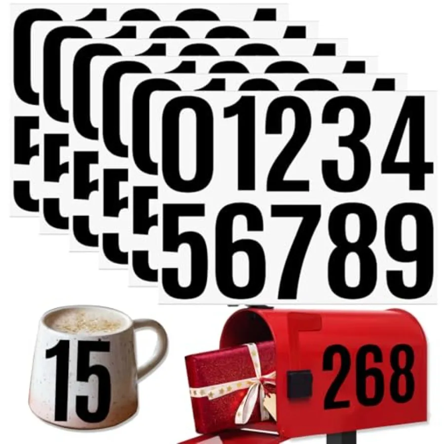 6 Sheets Mailbox Numbers Stickers Vinyl Decals, Self Adhesive Number Waterproof Large House Address Numbers for Outside Mailbox
6 Sheets Mailbox Numbers Stickers Vinyl Decals, Self Adhesive Number Waterproof Large House Address Numbers for Outside Mailbox