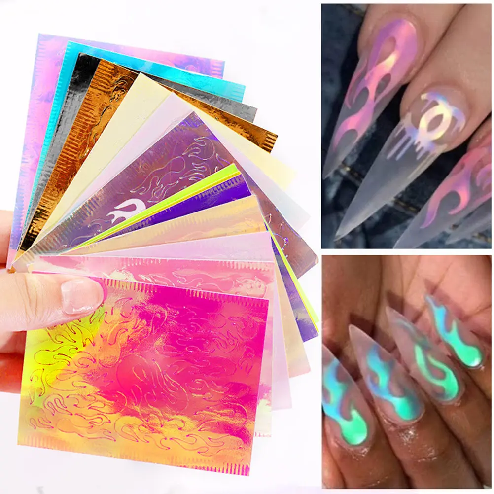 16 Sheets Flame Nail Stickers Holographic Manicure Decoration Easy Apply Remove Fits Most Nails Trimmed Adjustable Creative
16 Sheets Flame Nail Stickers Holographic Manicure Decoration Easy Apply Remove Fits Most Nails Trimmed Adjustable Creative