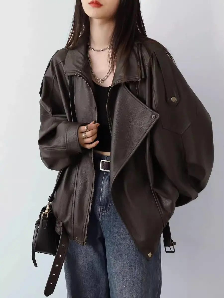 Retro American PU Leather Jaet Men's Women's New Sle Autumn Faion Commute Motorcycle Jaet Top High-End Sensation
Retro American PU Leather Jaet Men's Women's New Sle Autumn Faion Commute Motorcycle Jaet Top High-End Sensation