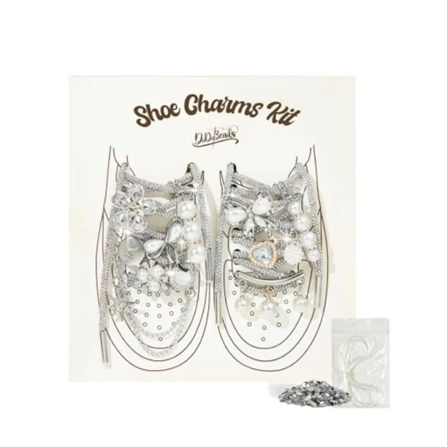 Rhinestone Shoe Laces and Charms Kit, 120cm/47in Glitter Shoe Laces Set with Pearl and Crystal Charms, Loose Rhinestones and Cl
Rhinestone Shoe Laces and Charms Kit, 120cm/47in Glitter Shoe Laces Set with Pearl and Crystal Charms, Loose Rhinestones and Cl