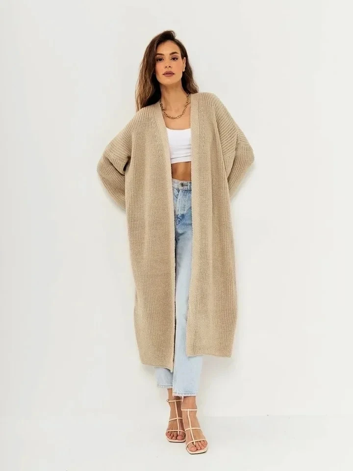 Women's V-Neck Long Knitted Cardigan, Loose Sweater, Casual Sweaters, Vintage Knitwear, Monochromatic, Autumn, Winter, New
Women's V-Neck Long Knitted Cardigan, Loose Sweater, Casual Sweaters, Vintage Knitwear, Monochromatic, Autumn, Winter, New