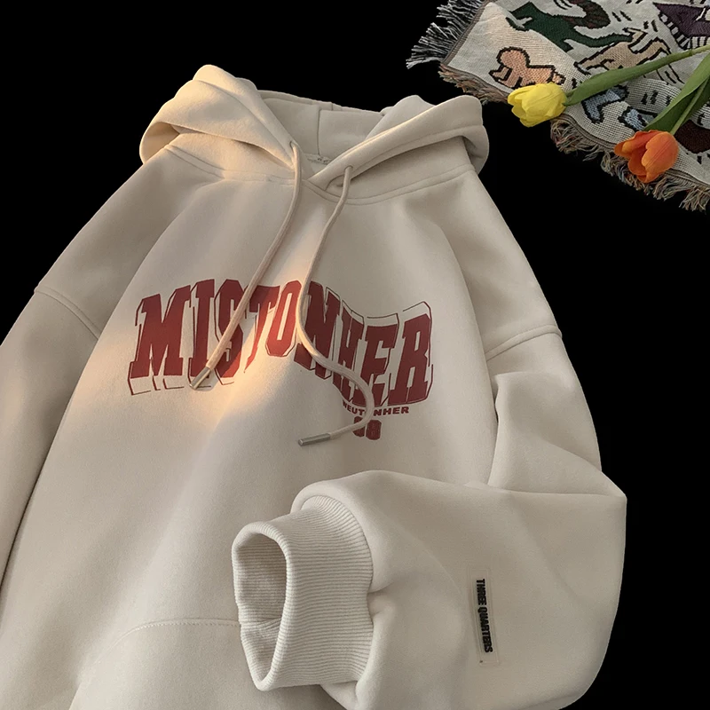 Thickened Fleece Hoodie Sweatshirt for Men Spring Autumn Seasonal Warm Outerwear Letter Print Casual Loose Fit Hooded Jacket
Thickened Fleece Hoodie Sweatshirt for Men Spring Autumn Seasonal Warm Outerwear Letter Print Casual Loose Fit Hooded Jacket